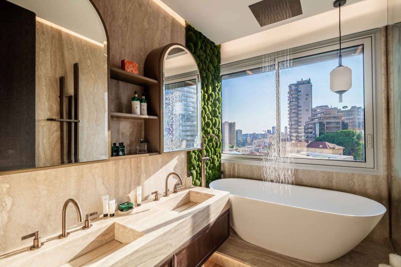 Luxurious bathroom setting perfectly designed for a high-end photoshoot in Monaco, FRANCE