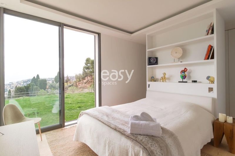 Architect's house bedroom located on the beautiful and famous French Riviera coast for filming purposes
