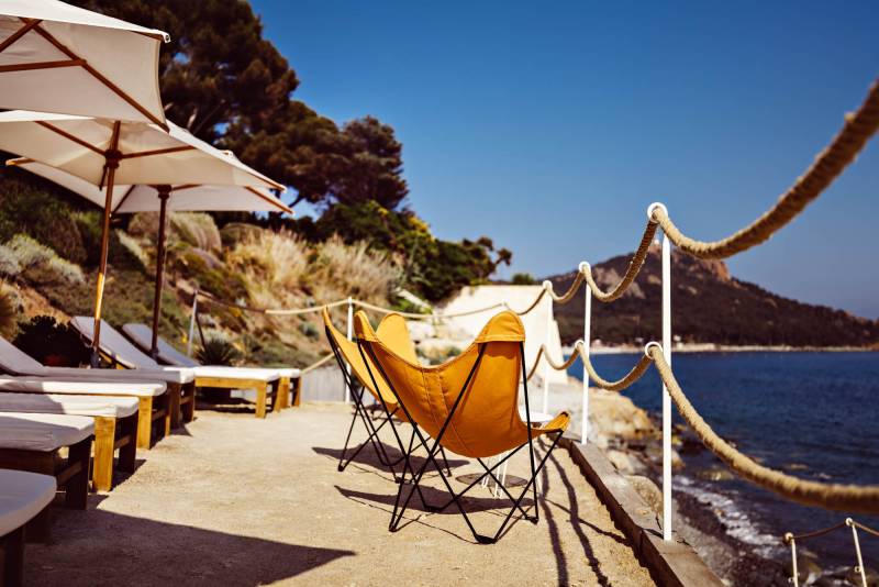 Decorative setup designed specifically for a photo shoot with a sea view in FRANCE