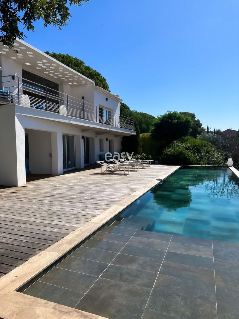 Filming location in the Var region of FRANCE featuring a swimming pool with sea view