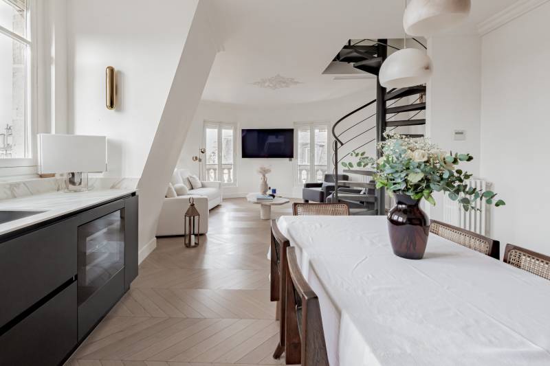 apartment with wooden floors and ornate moldings available for filming in Paris, France