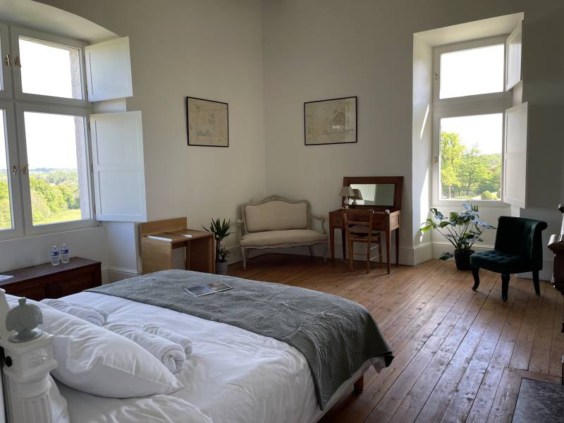 Beautiful spacious bedroom perfectly arranged for professional photo shooting in FRANCE